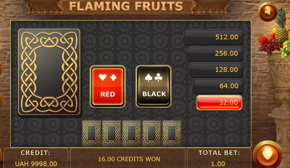 Риск-игра в слоте Flaming Fruits 