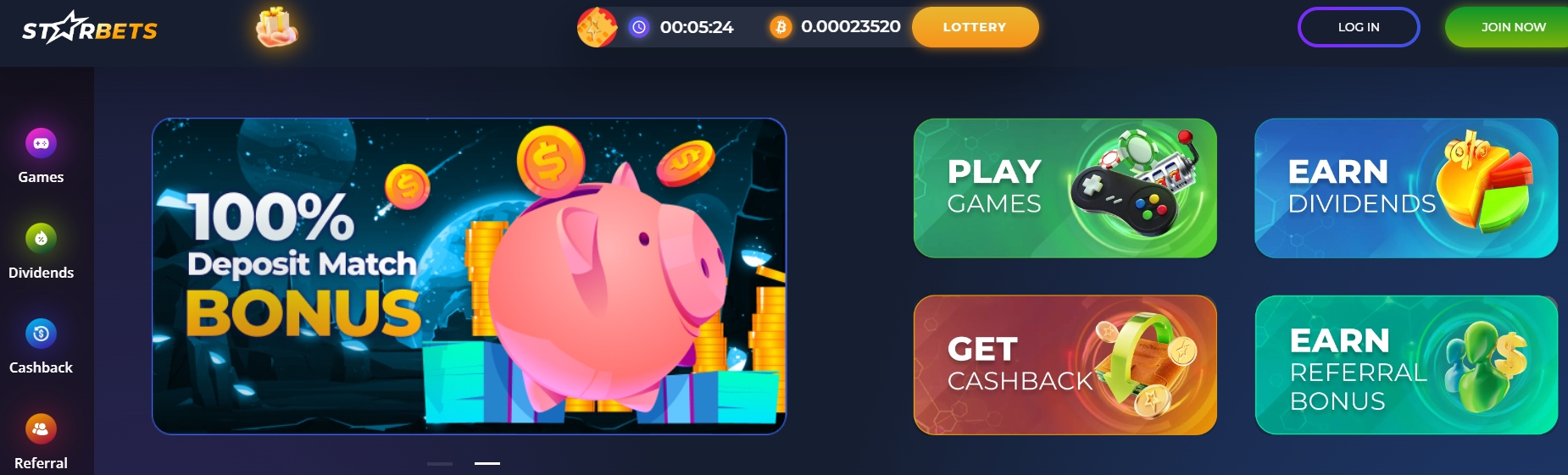 Интерфейс казино StarBets