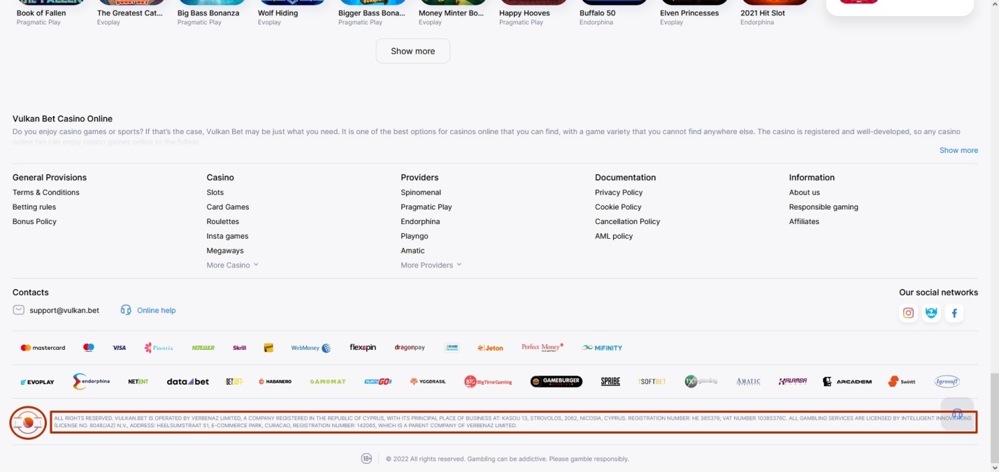 Валидатор лицензии Vulkan Bet