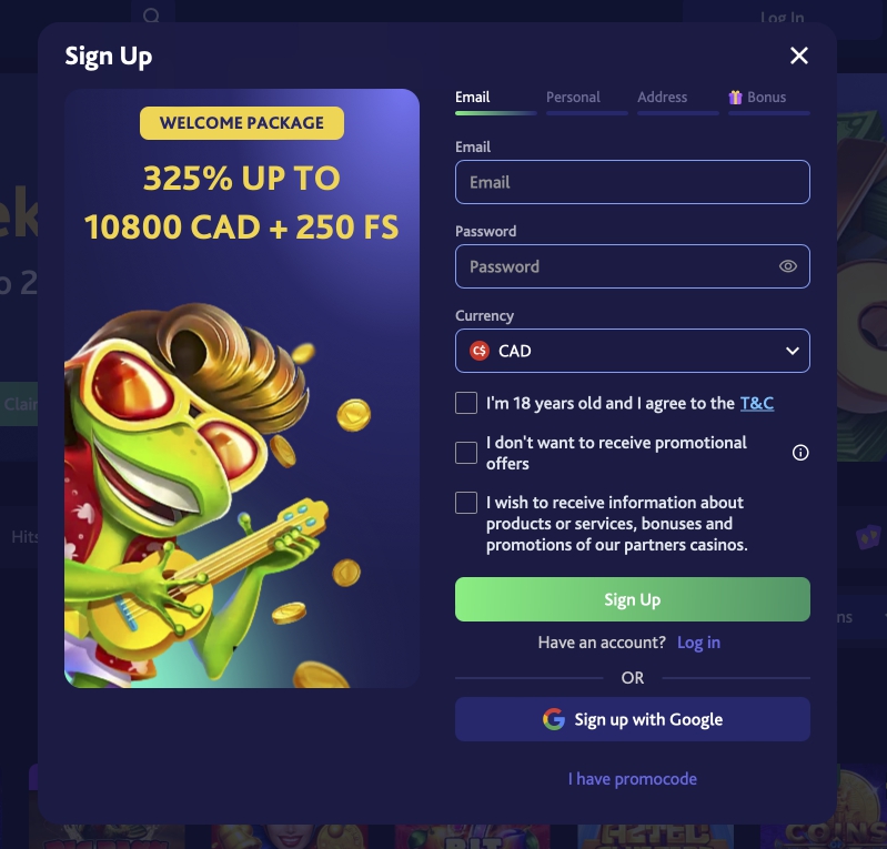 Регистрация в 7BitCasino