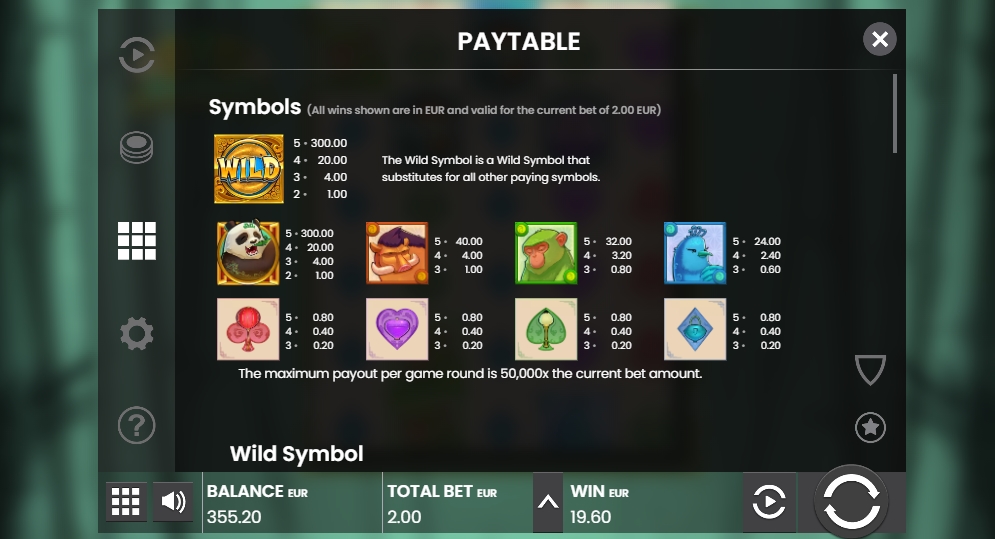Выигрышные комбинации в слоте Big Bamboo