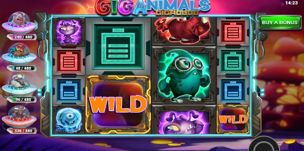 Интерфейс слота Giganimals Gigablox