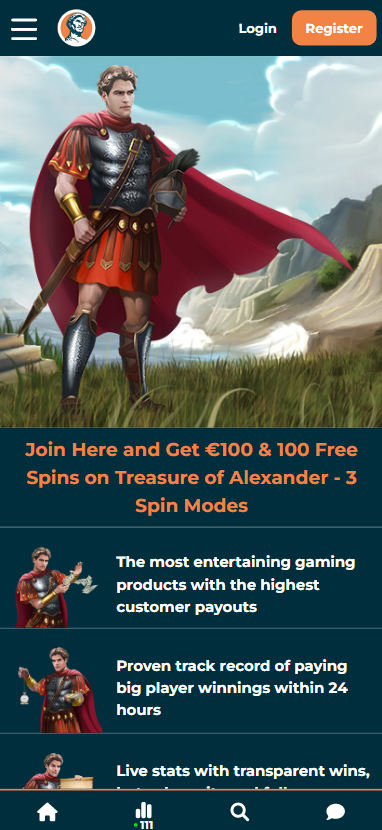 Регистрация в Alexander Casino