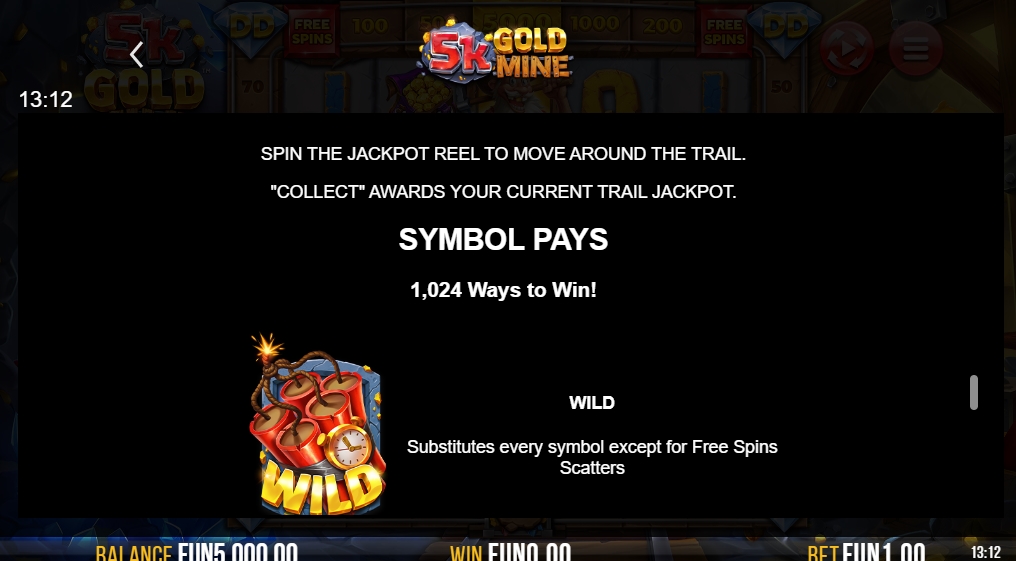 Бонусная игра в слоте 5k Gold Mine Dream Drop