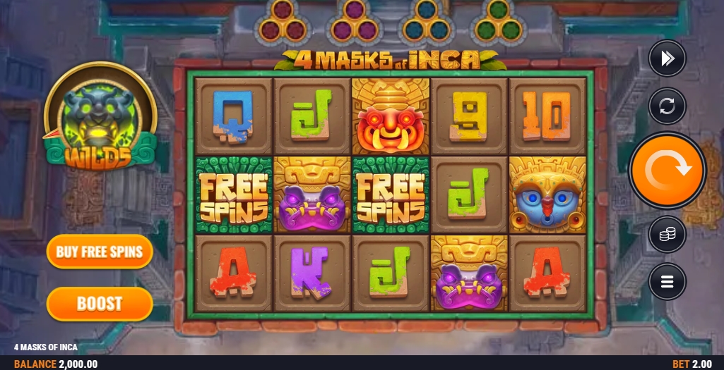Интерфейс слота 4 Masks of Inca