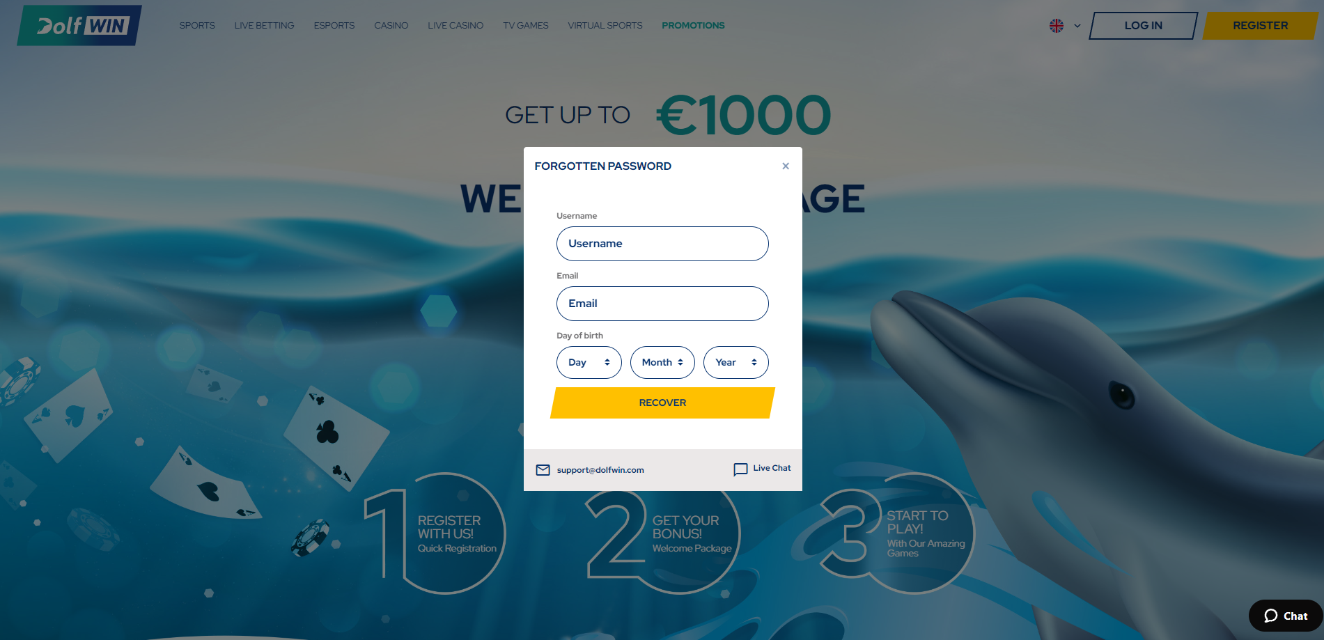 Вход в личный кабинет Dolfwin Casino