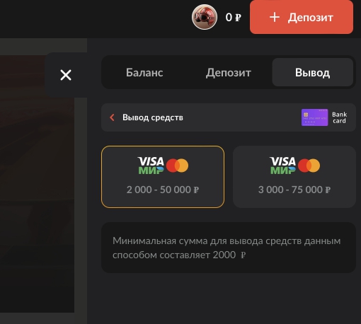 Вывод средств на банковскую карту на сайте казино 1go