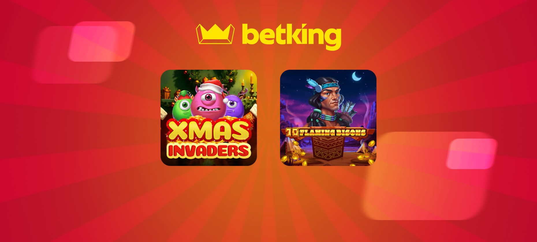 В BetKing состоялся релиз двух новых слотов Xmas Invaders и 10 Flaming Bisons